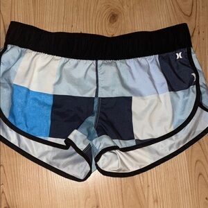 Hurley Athletic Shorts /Board Shorts Blue and Black with Elastic Waistband